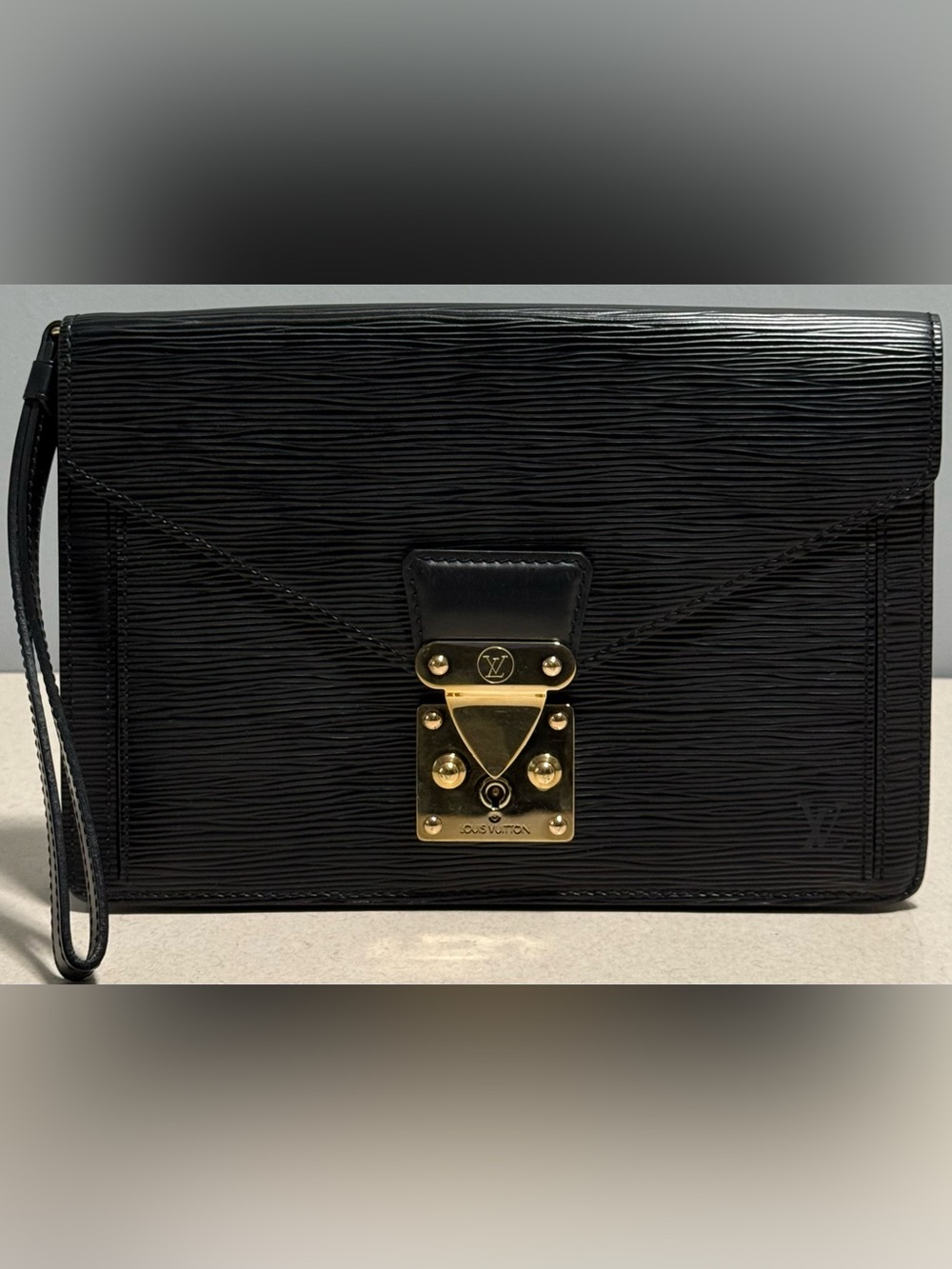 Louis Vuitton Vintage Pochette Sellier Dragonne Clutch Black Epi Leather